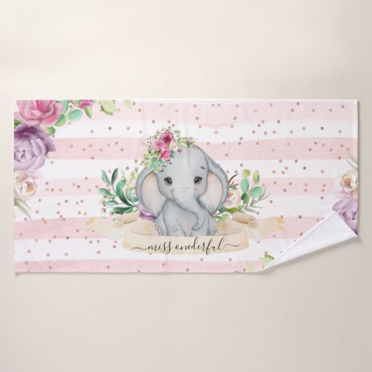 Miss Onederful - Baby Elephant und Blume Badehandtuch (Badehandtuch)