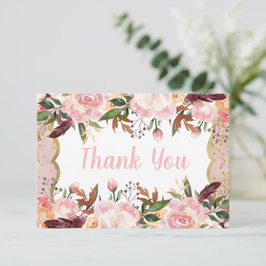 Miss ONEderful Birthday Dankeschön Card, Boho, Gol Dankeskarte (Stehend Vorderseite)