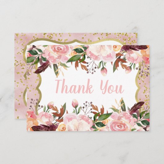 Miss ONEderful Birthday Dankeschön Card, Boho, Gol Dankeskarte (Vorne/Hinten)