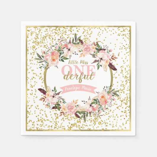 Miss ONEderful Birthday Napkin Serviette (Vorderseite)