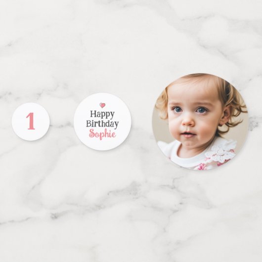 Miss Onederful Birthday Pink Custom Foto Konfetti (Rückseiten)