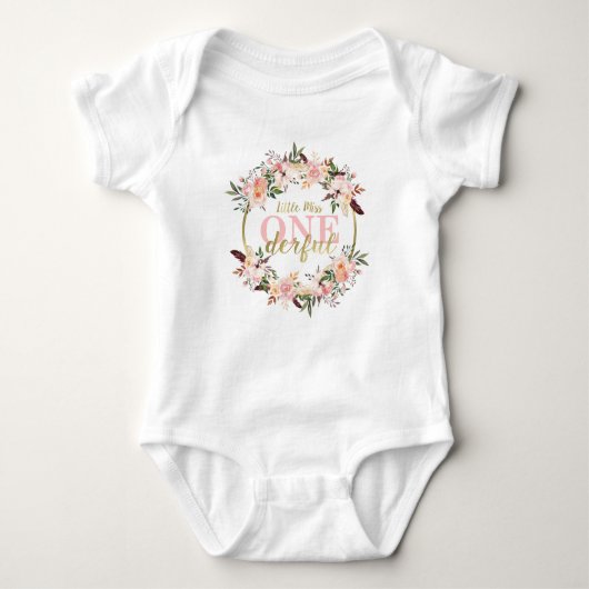 Miss ONEderful Birthday Shirt, Boho, Floral Toddle Baby Strampler (Vorderseite)