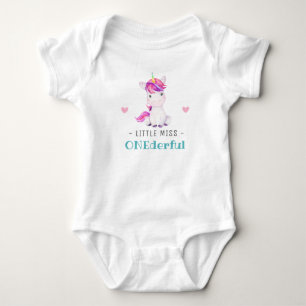 Miss Onederful First 1. Geburtstagskarte Unicorn Baby Strampler