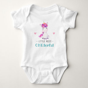 Miss Onederful First 1. Geburtstagskind Unicorn Baby Strampler