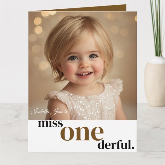 Miss ONEderful First Birthday Card Karte (Vorderseite)