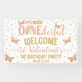 Miss Onederful Girls First Birthday Butterfly Boho Banner (Horizontal)