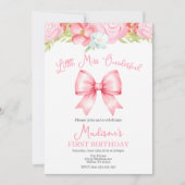 Miss Onederful Pink Bow First Birthday Invitation Einladung (Vorderseite)