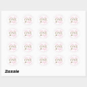 Miss Onederful Stickers, Pink und Gold Crown Runder Aufkleber (Blatt)