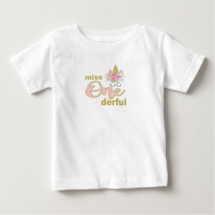Miss onederful Unicorn 1. Geburtstag Baby T-shirt