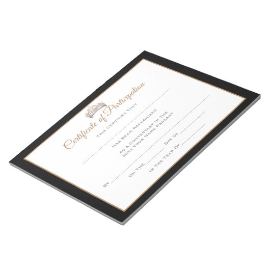 Miss Pageant Certificates-particptn Notizblock (angewinkelt)