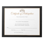 Miss Pageant Certificates-particptn Notizblock (Vorderseite)
