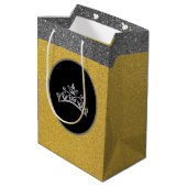 Miss Pageant Crown Gold FX GlitterGift Bag Mittlere Geschenktüte (Rückseite Schrägansicht)