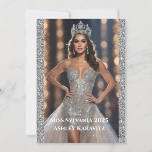 Miss Pageant Glitzer Autogrammkarte Ankündigung