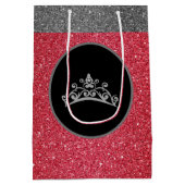 Miss Pageant Tiara Crown red FX GlitterGift Bag Mittlere Geschenktüte (Rückseite)