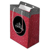 Miss Pageant Tiara Crown red FX GlitterGift Bag Mittlere Geschenktüte (Rückseite Schrägansicht)