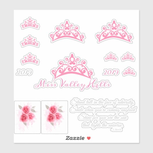 Miss Pageant USA Crown Custom Stickers Aufkleber (Blatt)