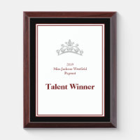 Miss Pageant USA Silver Crown Wood Awards Plaque