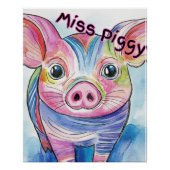 Miss Piggy Watercolor Poster für Kinder (Vorderseite)