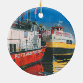 Miss Portland Fireboat und Casco Bay Ferries Keramik Ornament (Hinten)