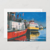 Miss Portland Fireboat und Casco Bay Ferries Postkarte (Vorne/Hinten)