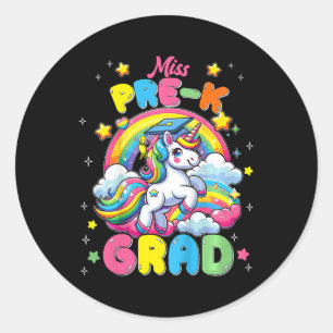 Miss Pre K Grad Unicorn Letzten Schultag Runder Aufkleber
