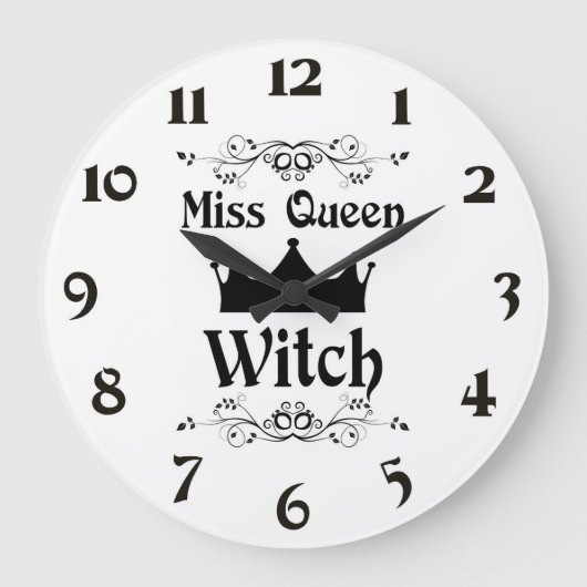 Miss Queen Witch Clock Große Wanduhr (Vorderseite)