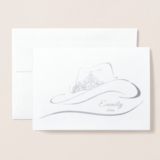 Miss Rodeo Pageant Crown Foil Crown Note Card Folienkarte (Vorderseite mit Umschlag)