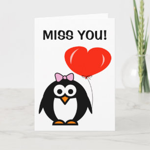 Miss Sie Grußkarte   Pinguin mit rotem Ballon Karte