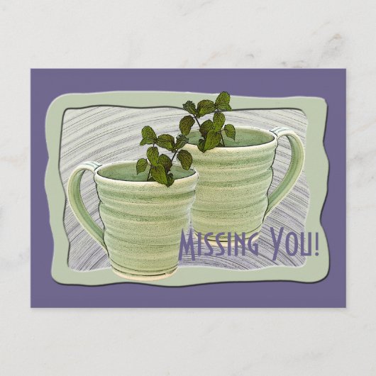 Miss Sie zwei grüne Tasse Minze Sprigs Foto Custom Postkarte (Vorderseite)