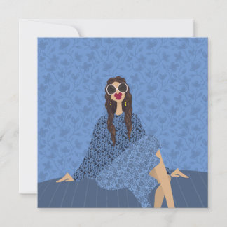 Miss Simone Sonntag Blaue Glam Fashion Art Karte
