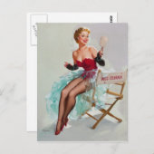 Miss Sylvania Button-Up Girl Postkarte (Vorne/Hinten)
