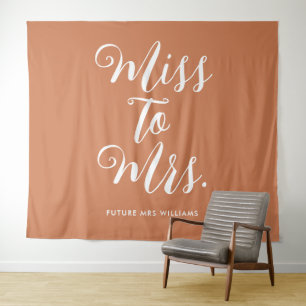 Miss to Mrs Banner Moderne Boho Junggesellinnenabs Wandteppich