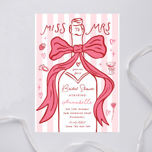Miss to Mrs Brautparty Rosa Band Champagner Einladung