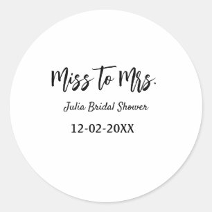 Miss to Mrs Brautparty stilvoll einfach Name hinzu Runder Aufkleber