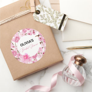 Miss to Mrs Brautparty Wasserfarbe Pink Flora  Runder Aufkleber