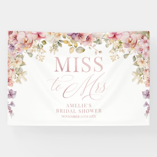Miss to Mrs Bridal shower elegant orchids backdrop Banner (Horizontal)