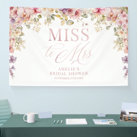 Miss to Mrs Bridal shower elegant orchids backdrop Banner (Messe)