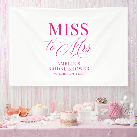 Miss to Mrs Bridal shower elegant pink backdrop Banner (Party)
