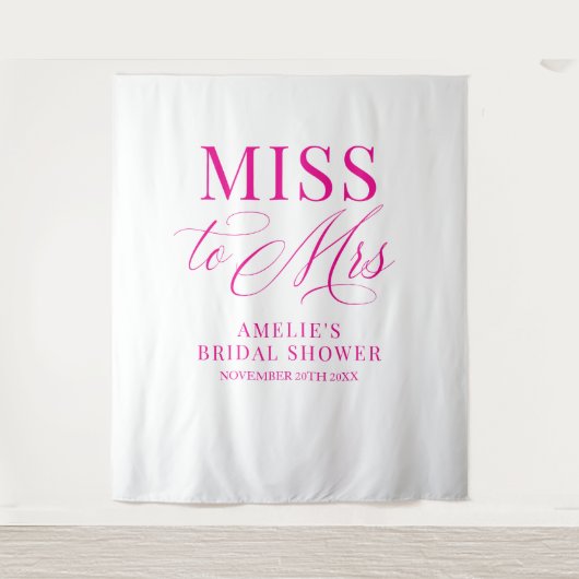 Miss to Mrs Bridal shower elegant pink backdrop Wandteppich (Vorderseite)