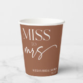 Miss To Mrs Brown Boho Bohemian Bridal Shower Pappbecher (Rückseite)