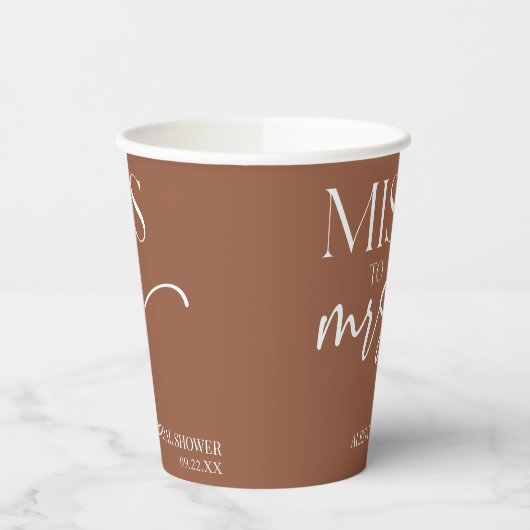 Miss To Mrs Brown Boho Bohemian Bridal Shower Pappbecher (Links)