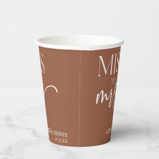 Miss To Mrs Brown Boho Bohemian Bridal Shower Pappbecher (Rechts)