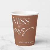 Miss To Mrs Brown Boho Bohemian Bridal Shower Pappbecher (Vorderseite)