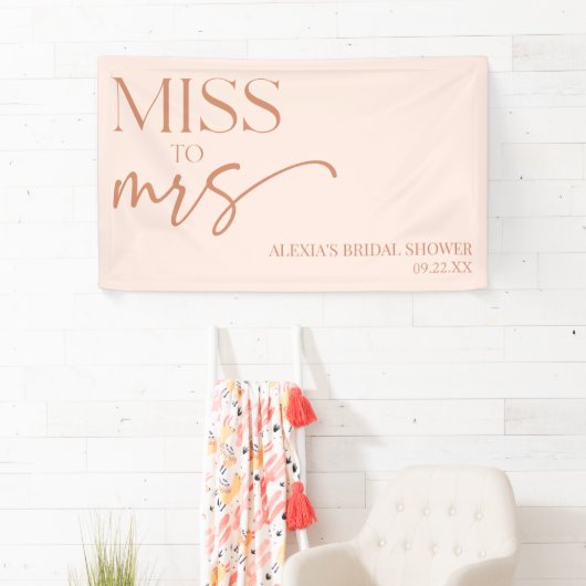 Miss To Mrs Brown Tan Boho Bohemian Bridal Shower Banner (Insitu)