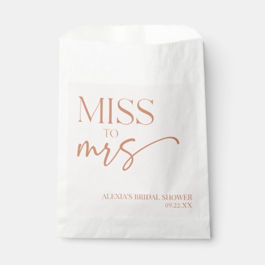 Miss To Mrs Brown Tan Boho Bohemian Bridal Shower Geschenktütchen (Vorderseite)