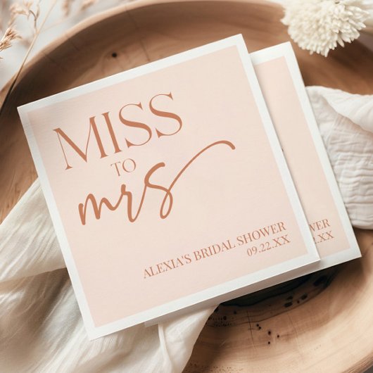 Miss To Mrs Brown Tan Boho Bohemian Bridal Shower Serviette
