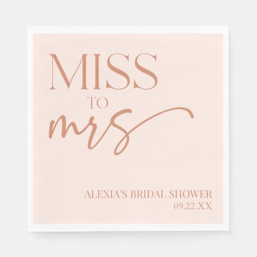 Miss To Mrs Brown Tan Boho Bohemian Bridal Shower Serviette (Vorderseite)