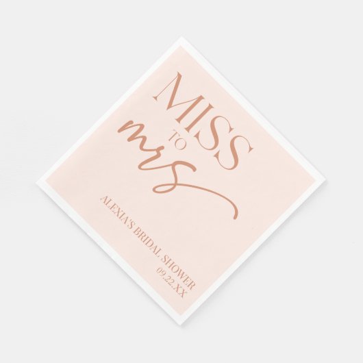 Miss To Mrs Brown Tan Boho Bohemian Bridal Shower Serviette (Ecke)