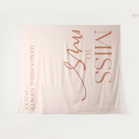 Miss To Mrs Brown Tan Boho Bohemian Bridal Shower Wandteppich (Vorderseite (Horizontal))