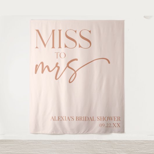 Miss To Mrs Brown Tan Boho Bohemian Bridal Shower Wandteppich (Vorderseite)
